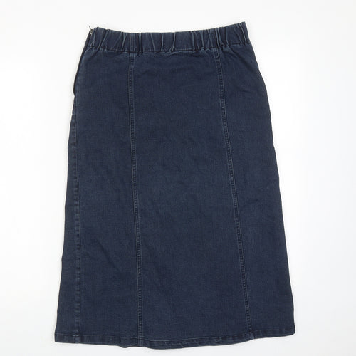 Signature Womens Blue Cotton A-Line Skirt Size S Zip