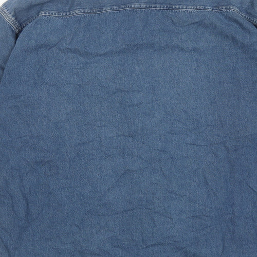 WKWR Mens Blue Cotton Button-Up Size LT Collared Button