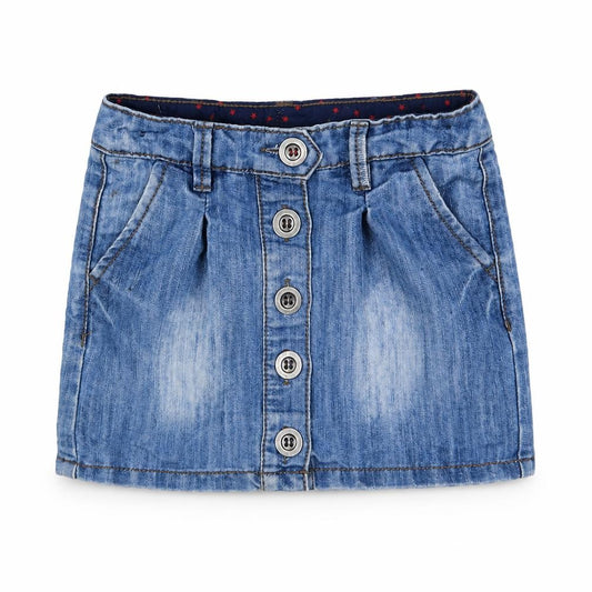 NEXT Girls Blue Cotton Mini Skirt Size 6 Years Regular Button