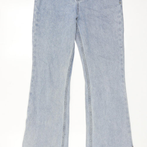 Motel Womens Blue Cotton Flared Jeans Size S Regular Zip - Split detail on ankle
