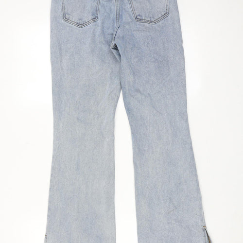 Motel Womens Blue Cotton Flared Jeans Size S Regular Zip - Split detail on ankle