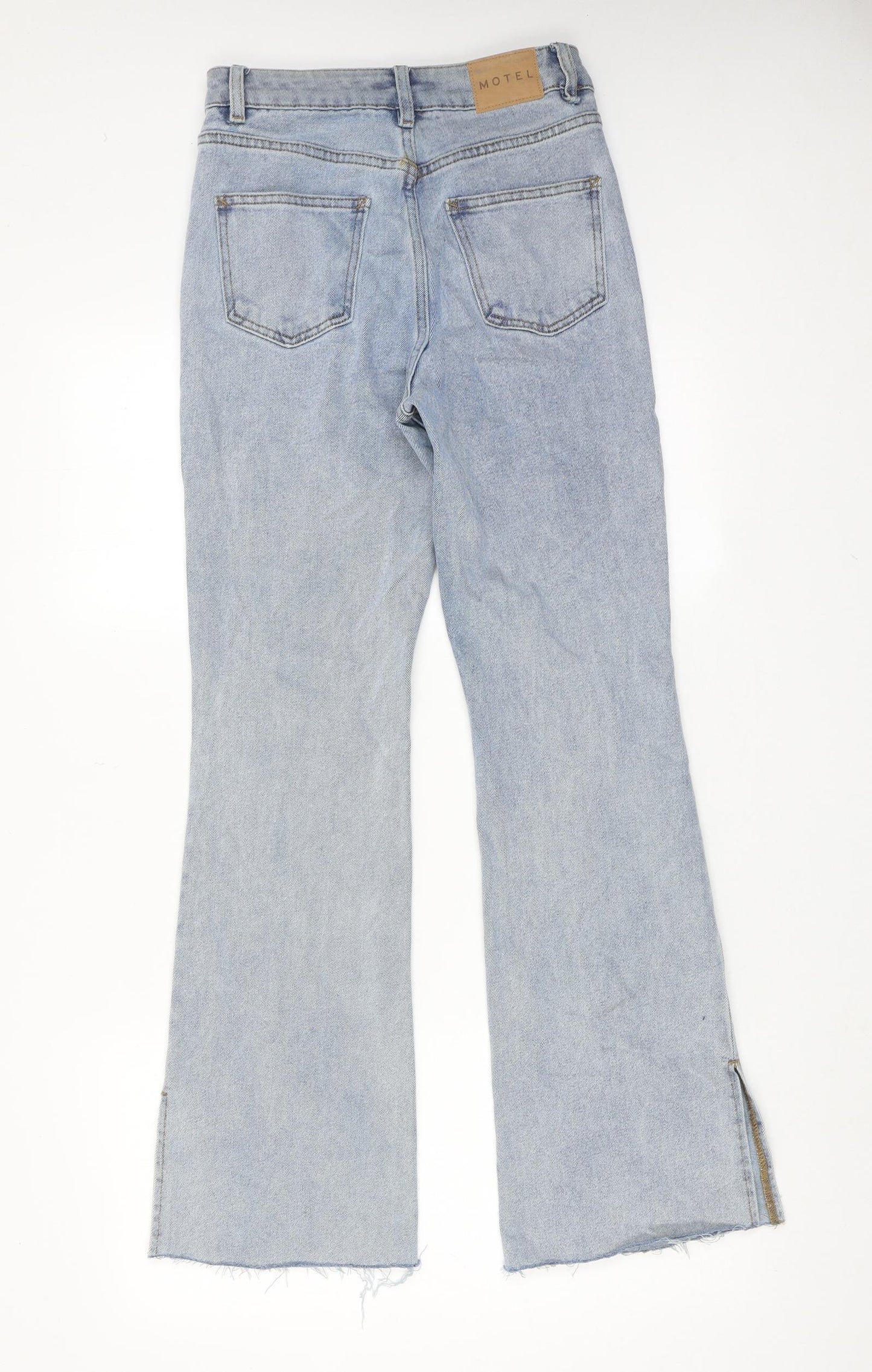 Motel Womens Blue Cotton Flared Jeans Size S Regular Zip - Split detail on ankle