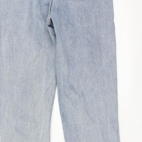 Motel Womens Blue Cotton Flared Jeans Size S Regular Zip - Split detail on ankle