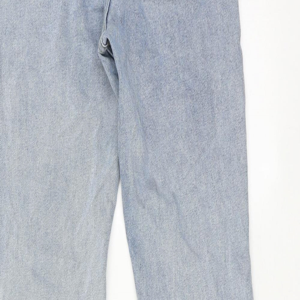 Motel Womens Blue Cotton Flared Jeans Size S Regular Zip - Split detail on ankle