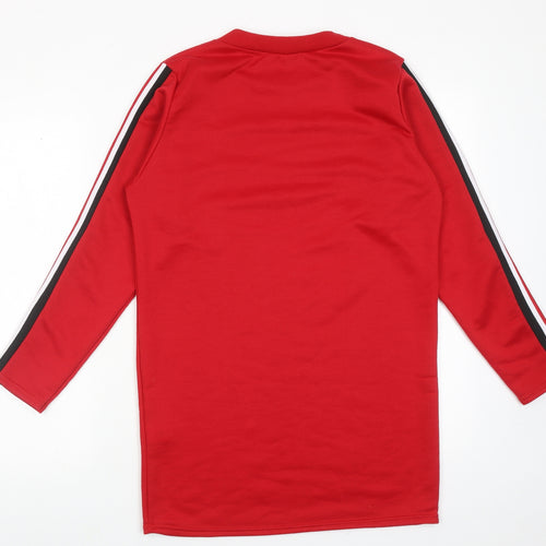 I SAW IT FIRST Womens Red Polyester Jumper Dress Size 6 Crew Neck Pullover - Side Stripe Detail