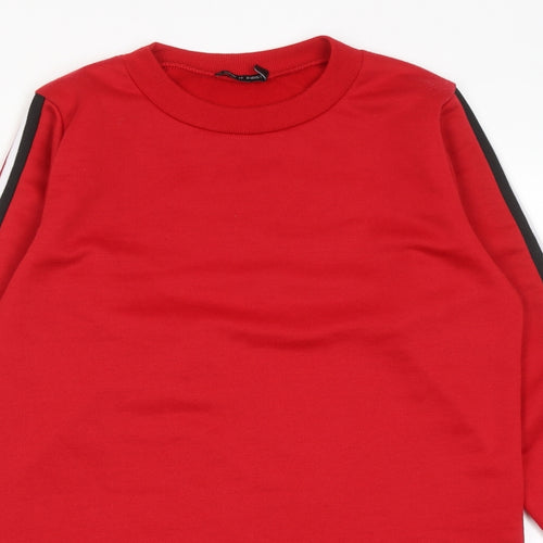 I SAW IT FIRST Womens Red Polyester Jumper Dress Size 6 Crew Neck Pullover - Side Stripe Detail