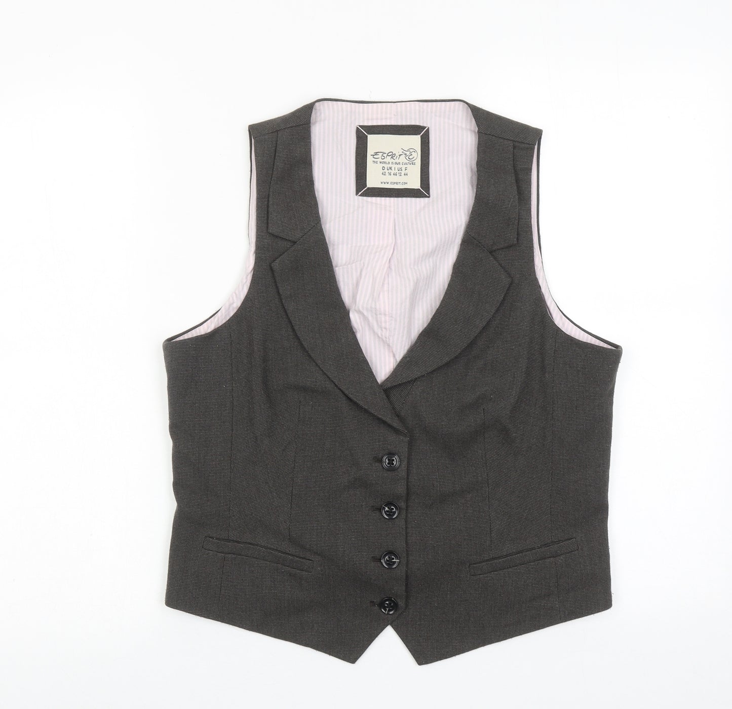 Esprit Womens Brown Polyester Jacket Suit Waistcoat Size 16