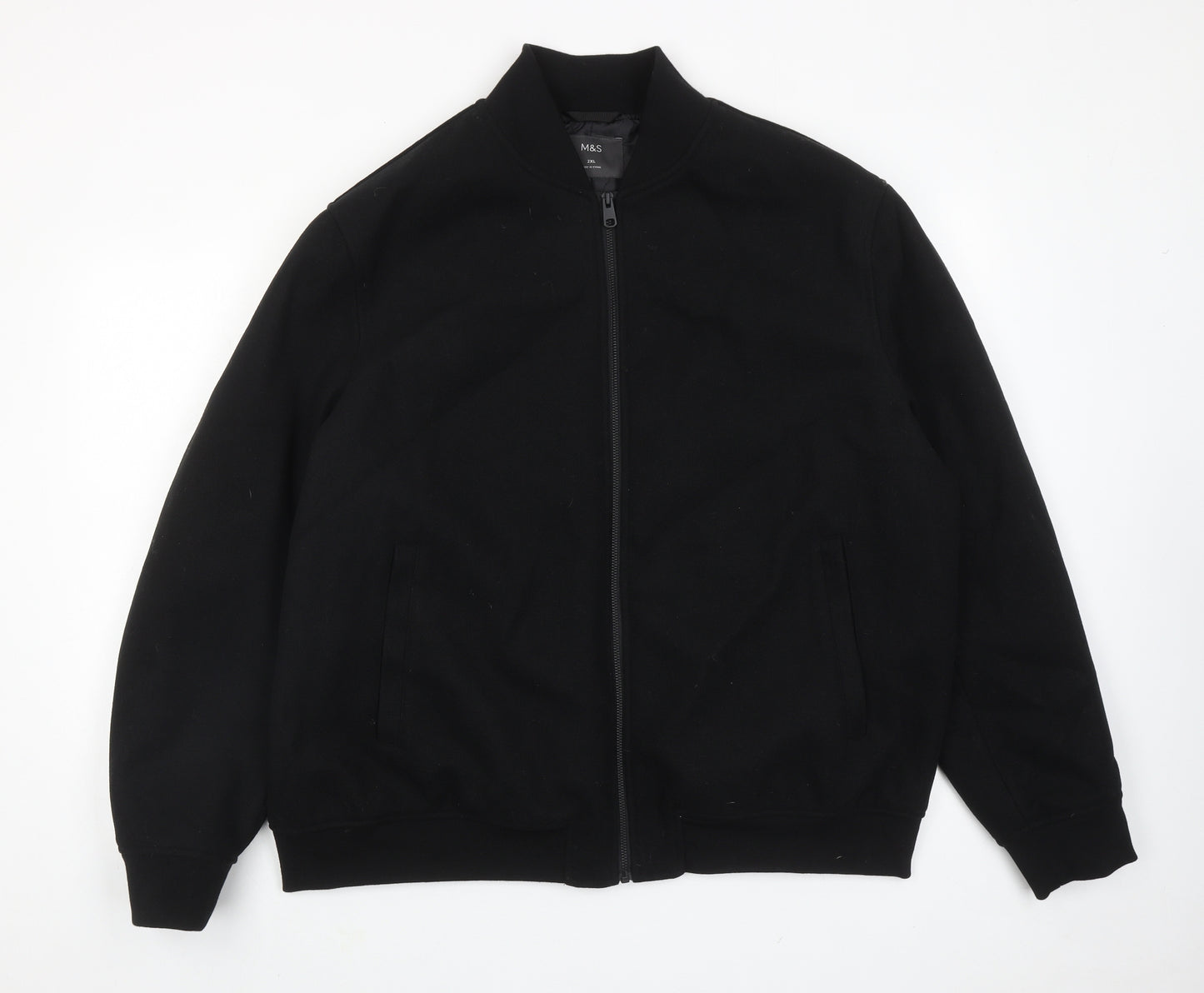 Marks and Spencer Mens Black Bomber Jacket Jacket Size 2XL Zip