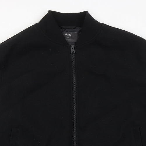 Marks and Spencer Mens Black Bomber Jacket Jacket Size 2XL Zip