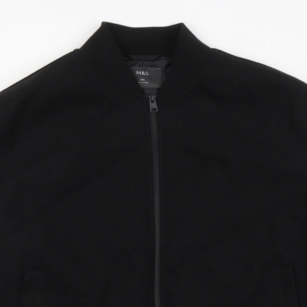 Marks and Spencer Mens Black Bomber Jacket Jacket Size 2XL Zip
