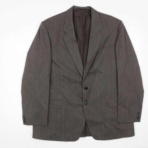 Stylex Fashions Mens Grey Striped Polyester Jacket Suit Jacket Size 44 Regular
