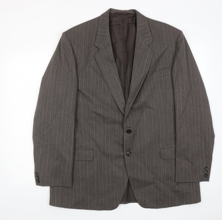 Stylex Fashions Mens Grey Striped Polyester Jacket Suit Jacket Size 44 Regular