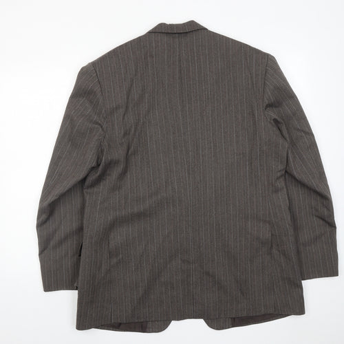 Stylex Fashions Mens Grey Striped Polyester Jacket Suit Jacket Size 44 Regular