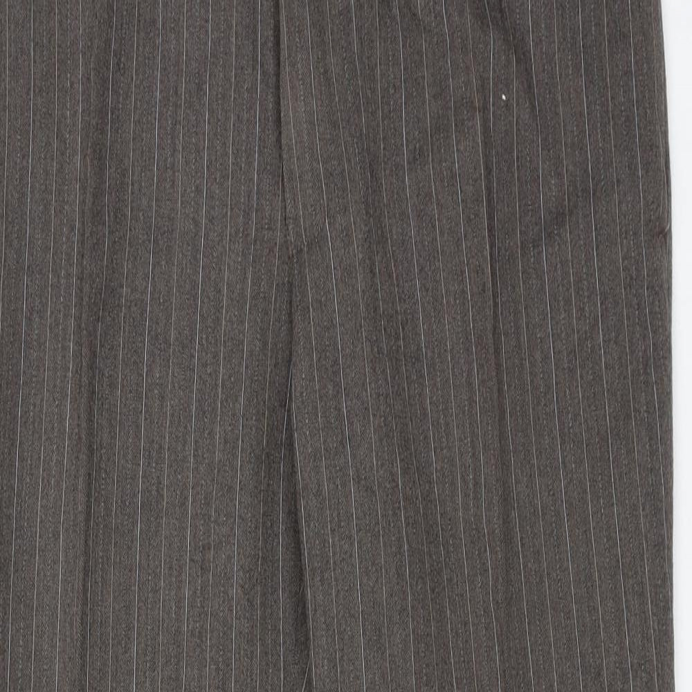 Stylex Fashions Mens Grey Striped Wool Dress Pants Trousers Size 38 in Regular Hook & Eye