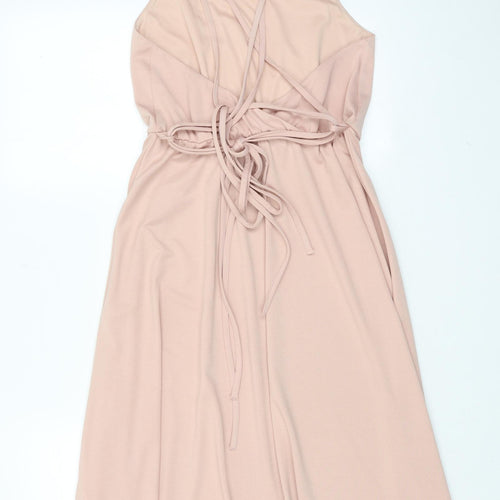 ASOS Womens Pink Polyester A-Line Size 10 Square Neck Tie