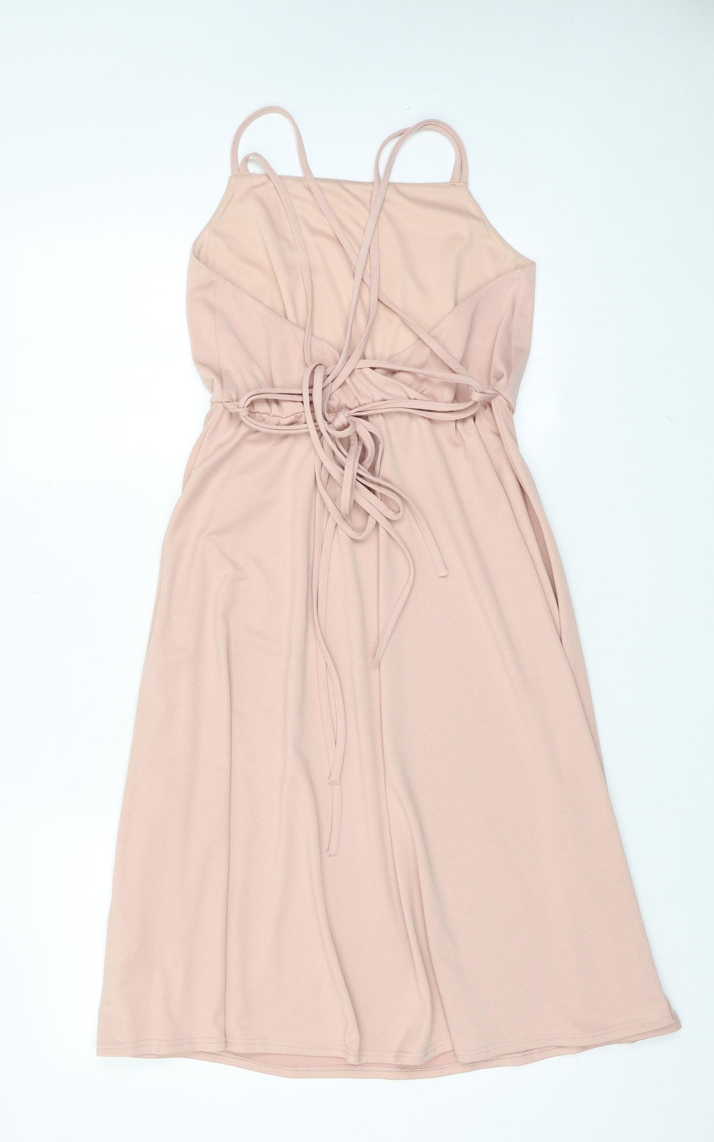 ASOS Womens Pink Polyester A-Line Size 10 Square Neck Tie