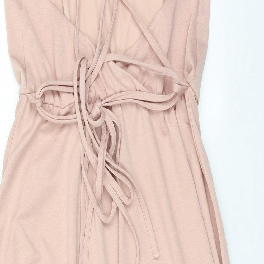 ASOS Womens Pink Polyester A-Line Size 10 Square Neck Tie