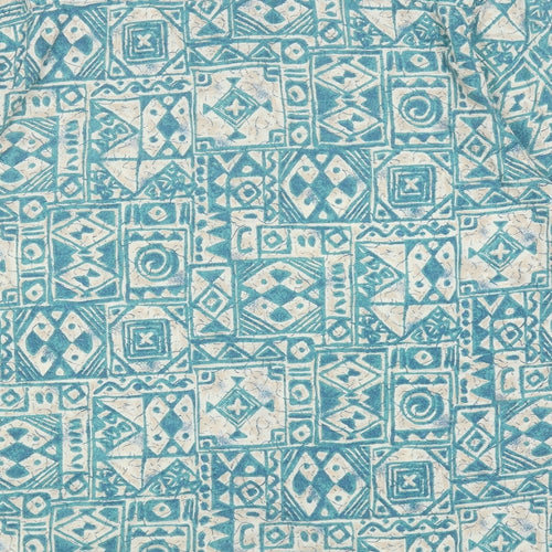 Debenhams Mens Blue Geometric Polyester Button-Up Size M Collared Button