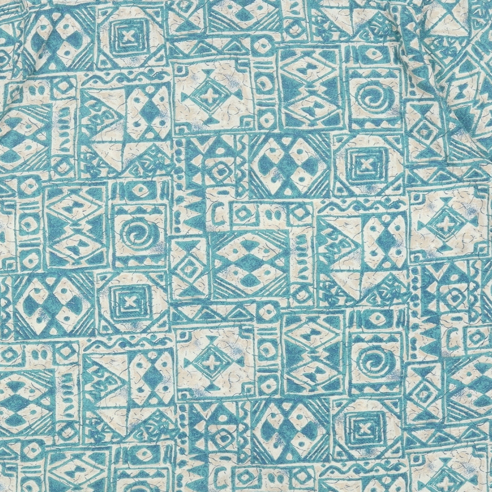 Debenhams Mens Blue Geometric Polyester Button-Up Size M Collared Button