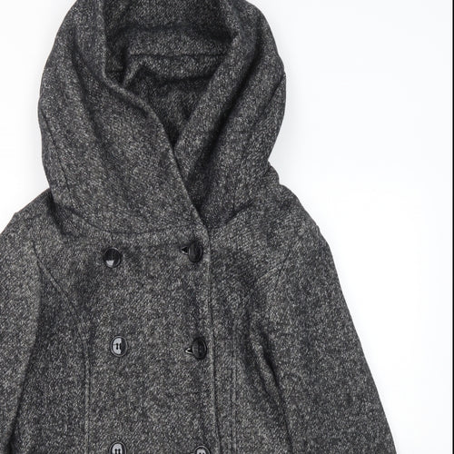 New Look Womens Grey Pea Coat Coat Size 14 Button