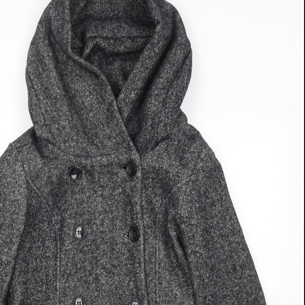 New Look Womens Grey Pea Coat Coat Size 14 Button