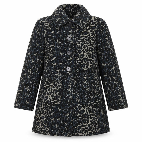 Mango Womens Multicoloured Animal Print Pea Coat Coat Size L Button - Leopard Print