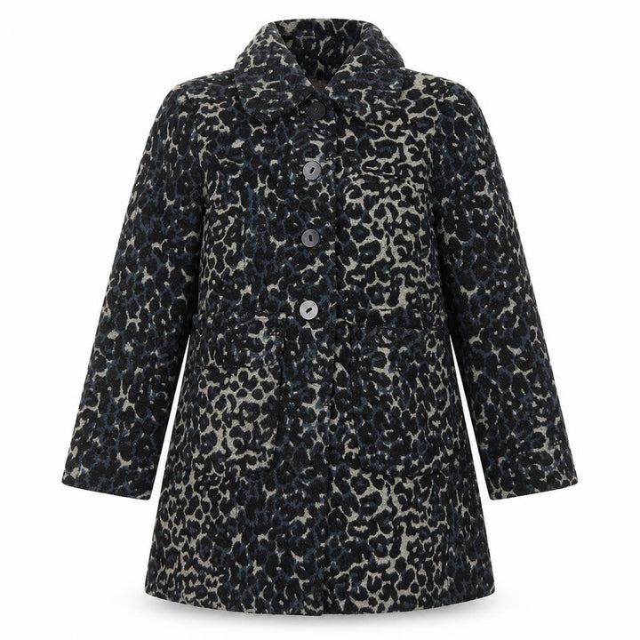 Mango Womens Multicoloured Animal Print Pea Coat Coat Size L Button - Leopard Print