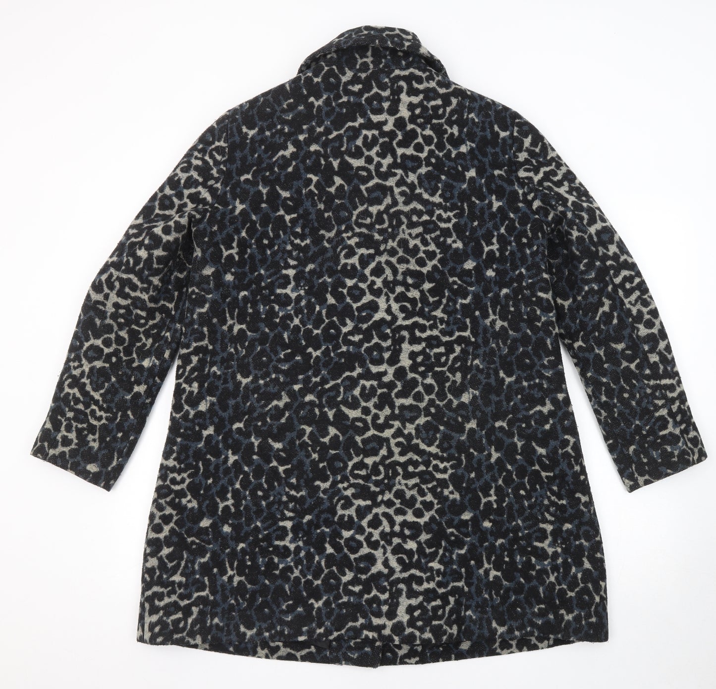 Mango Womens Multicoloured Animal Print Pea Coat Coat Size L Button - Leopard Print