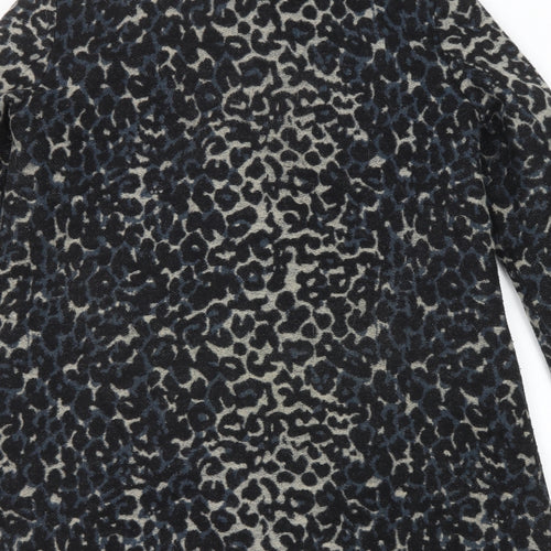 Mango Womens Multicoloured Animal Print Pea Coat Coat Size L Button - Leopard Print