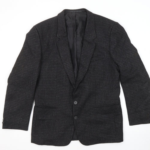 Nico Mens Black Geometric Wool Jacket Blazer Size 40 Regular