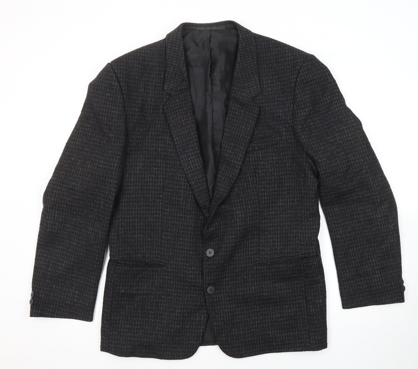Nico Mens Black Geometric Wool Jacket Blazer Size 40 Regular