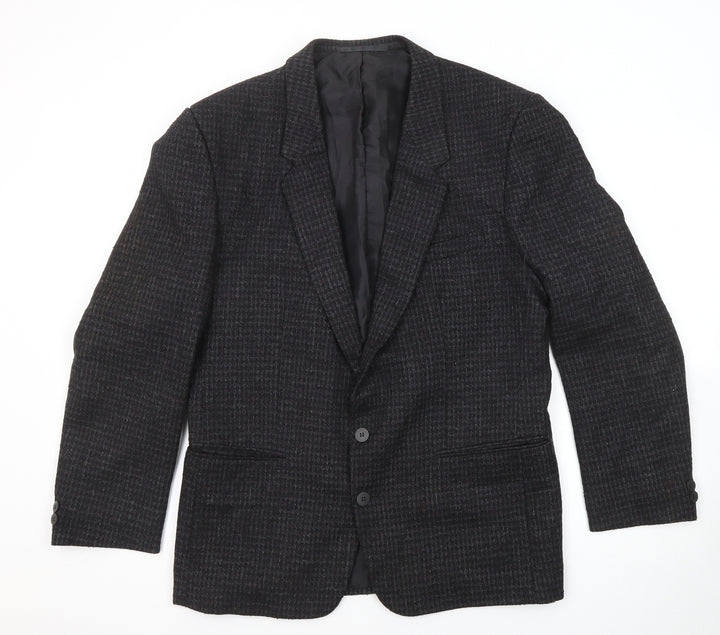 Nico Mens Black Geometric Wool Jacket Blazer Size 40 Regular