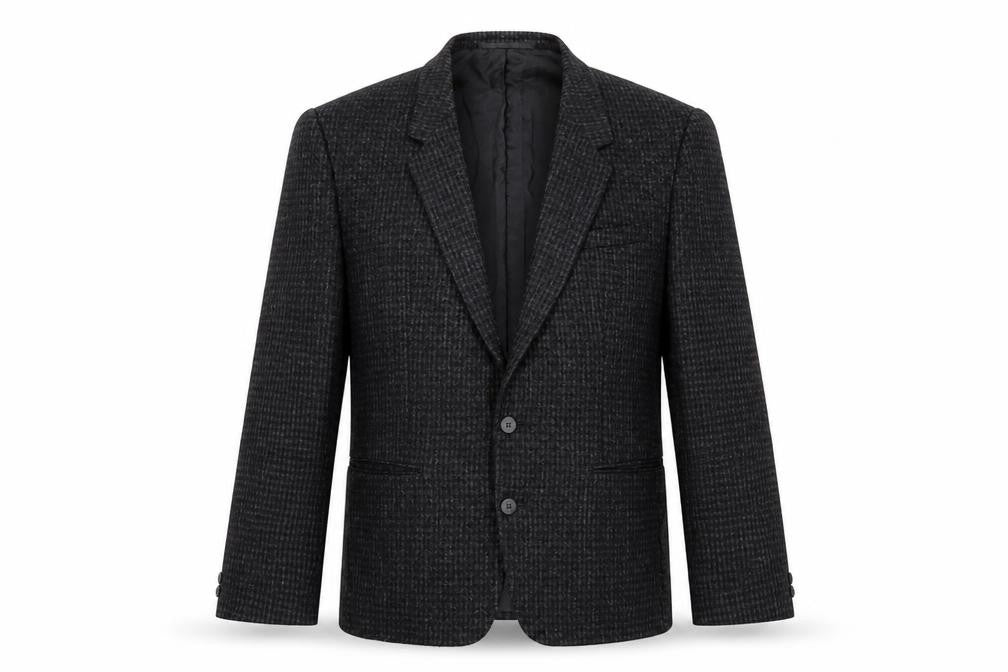 Front view of Nico men’s black geometric wool jacket blazer, size 40, regular