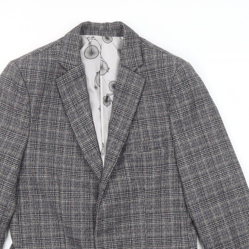 Paisley Womens Grey Check Polyester Jacket Suit Jacket Size 12