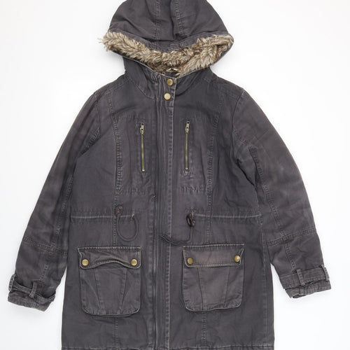 Marks and Spencer Womens Grey Parka Jacket Size 12 Zip