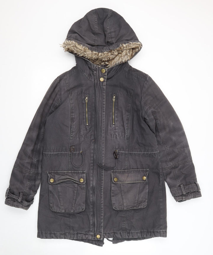 Marks and Spencer Womens Grey Parka Jacket Size 12 Zip