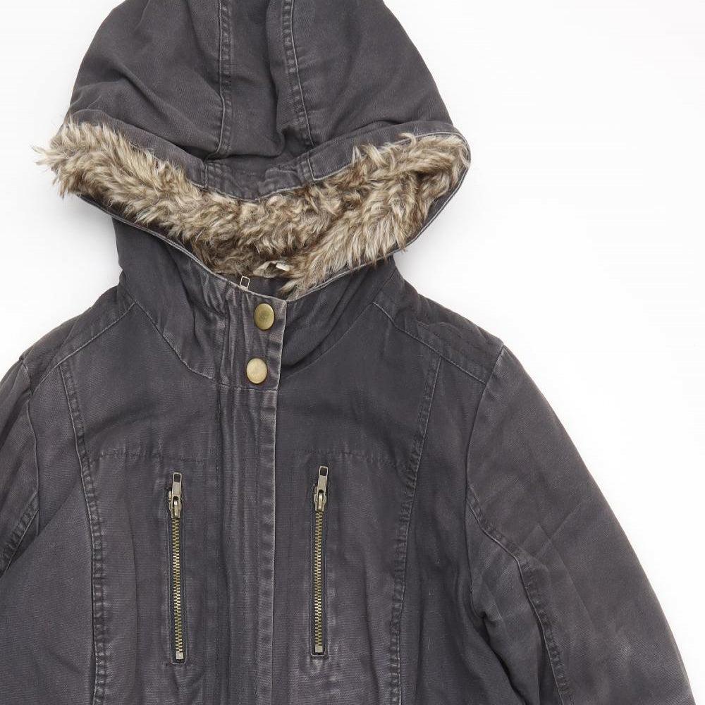 Marks and Spencer Womens Grey Parka Jacket Size 12 Zip