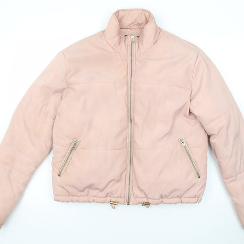 New Look Womens Pink Puffer Jacket Jacket Size 8 Zip