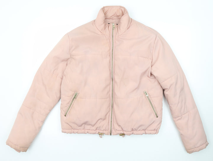 New Look Womens Pink Puffer Jacket Jacket Size 8 Zip