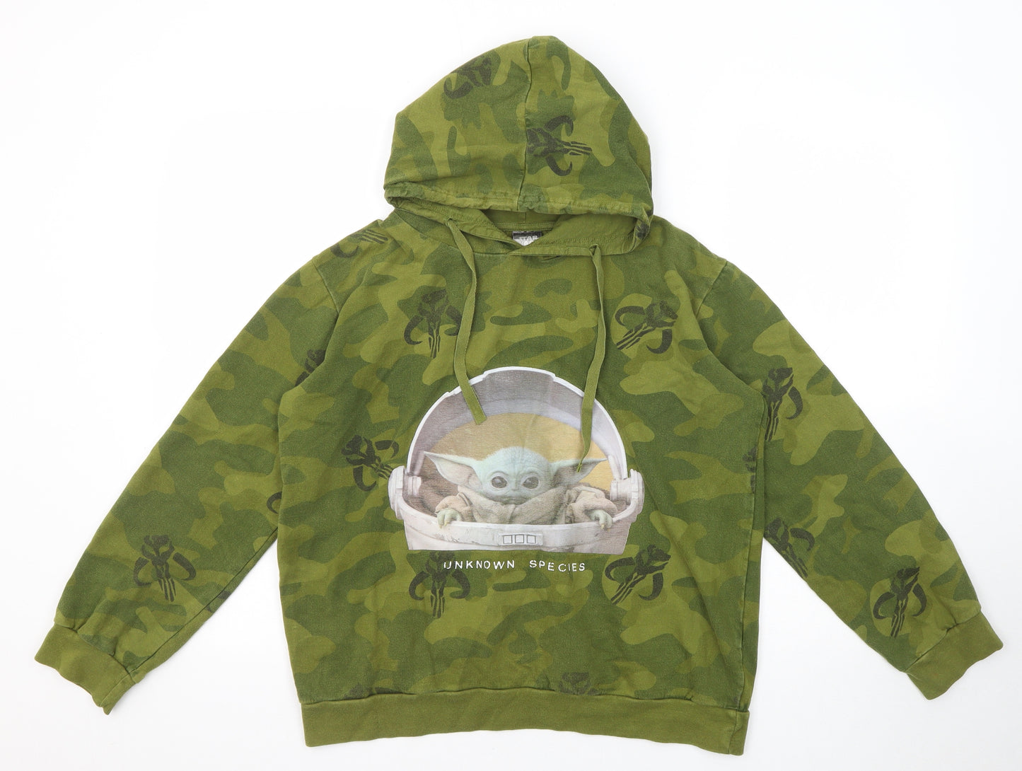 Star Wars Boys Green Camouflage Cotton Pullover Hoodie Size 14-15 Years Pullover - Baby Yoda
