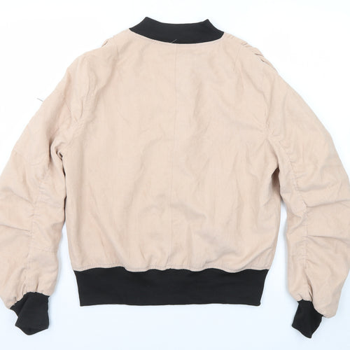 PRETTYLITTLETHING Womens Beige Bomber Jacket Jacket Size 10 Zip