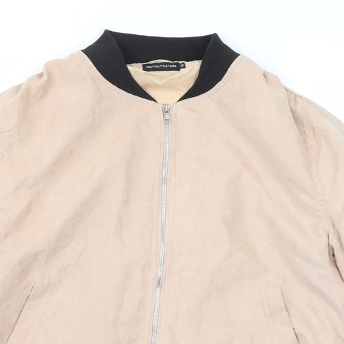 PRETTYLITTLETHING Womens Beige Bomber Jacket Jacket Size 10 Zip