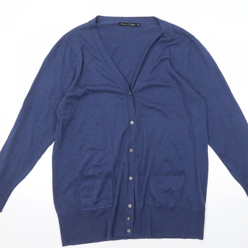 Woolovers Womens Blue V-Neck Cotton Cardigan Jumper Size M