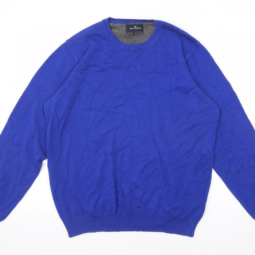 Blue Harbour Mens Blue Round Neck Cotton Pullover Jumper Size M Long Sleeve