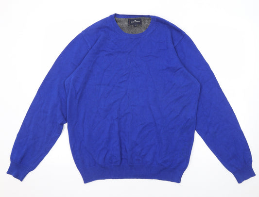 Blue Harbour Mens Blue Round Neck Cotton Pullover Jumper Size M Long Sleeve