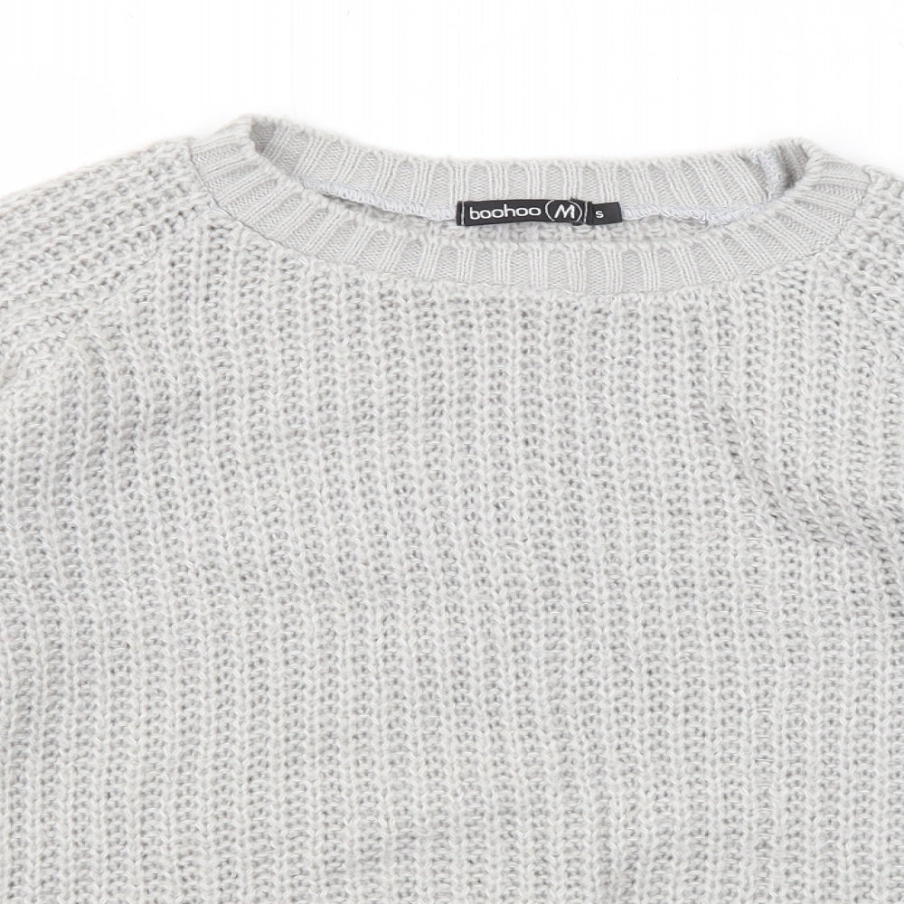 Boohoo Womens Grey Round Neck Acrylic Pullover Jumper Size S