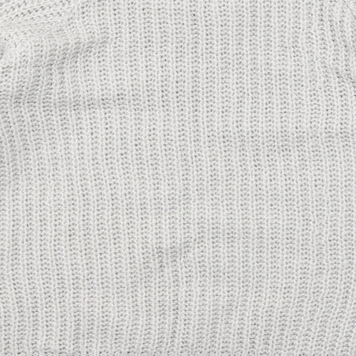 Boohoo Womens Grey Round Neck Acrylic Pullover Jumper Size S