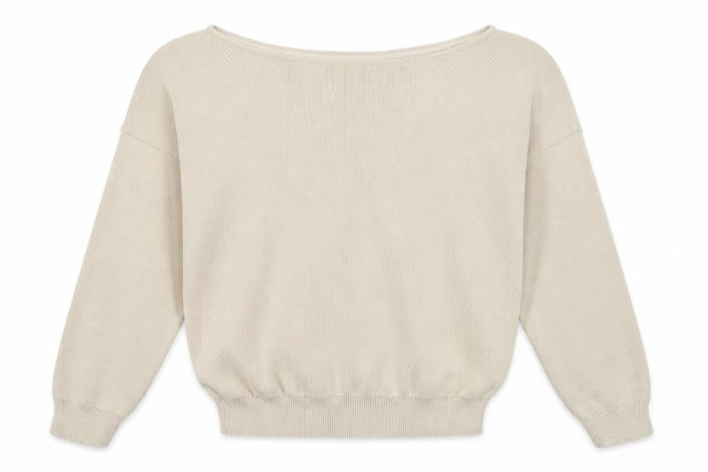 Missyempire Womens Beige Boat Neck Acrylic Pullover Jumper Size M - Size M-L