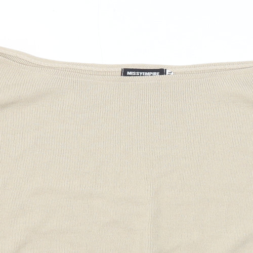 Missyempire Womens Beige Boat Neck Acrylic Pullover Jumper Size M - Size M-L