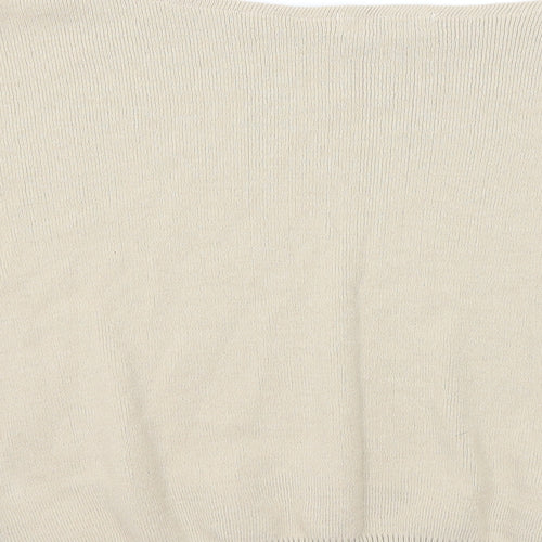 Missyempire Womens Beige Boat Neck Acrylic Pullover Jumper Size M - Size M-L